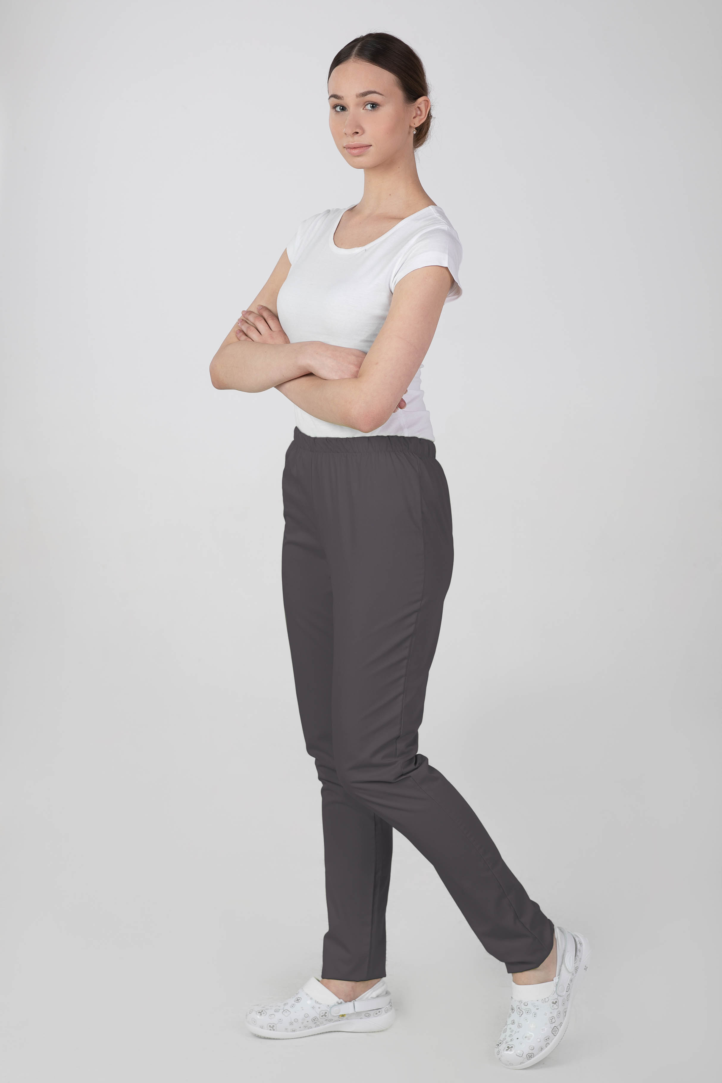 Dámske zdravotnícke nohavice M-086, tmavo sivá, 38