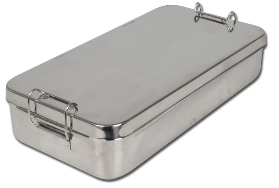 Nerezové kazety na nástroje s rukoväťou 50x20x10 cm – Autoklávovatelné 125 °C