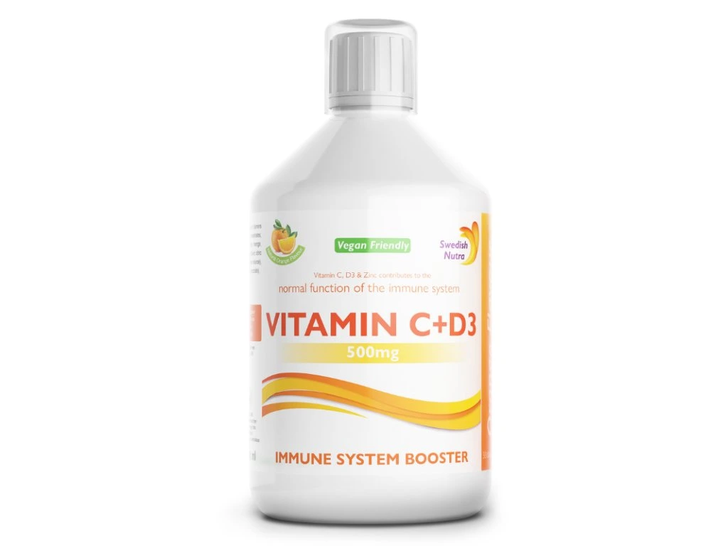 Swedish Nutra vitamín C + vitamín D3 + zinok na posiľnenie imunity 500 ml