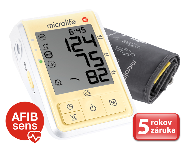 Microlife BP B6 Favourite Afib tlakomer na rameno žltý + adaptér
