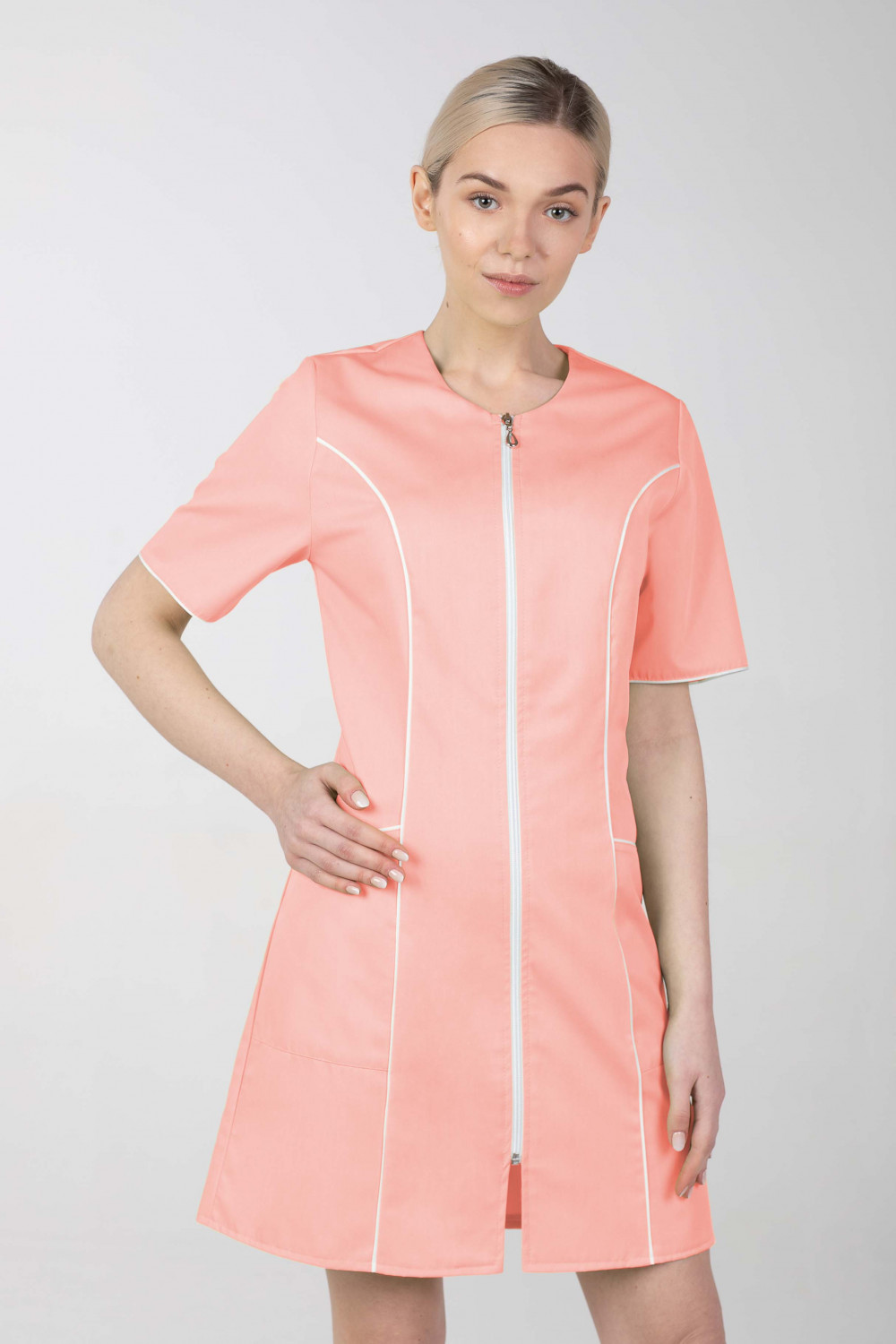 Dámske zdravotnícke šaty na zips M-173C, marhuľová
