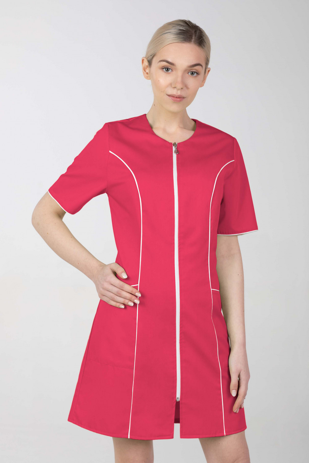 Dámske zdravotnícke šaty na zips M-173C, malinová