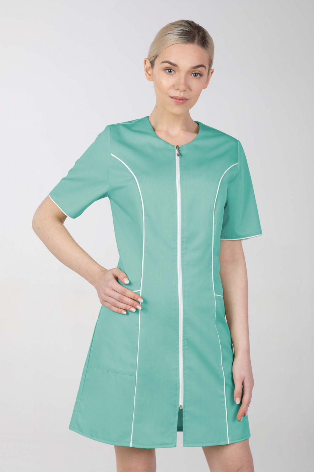 Dámske zdravotnícke šaty na zips M-173C, mätová