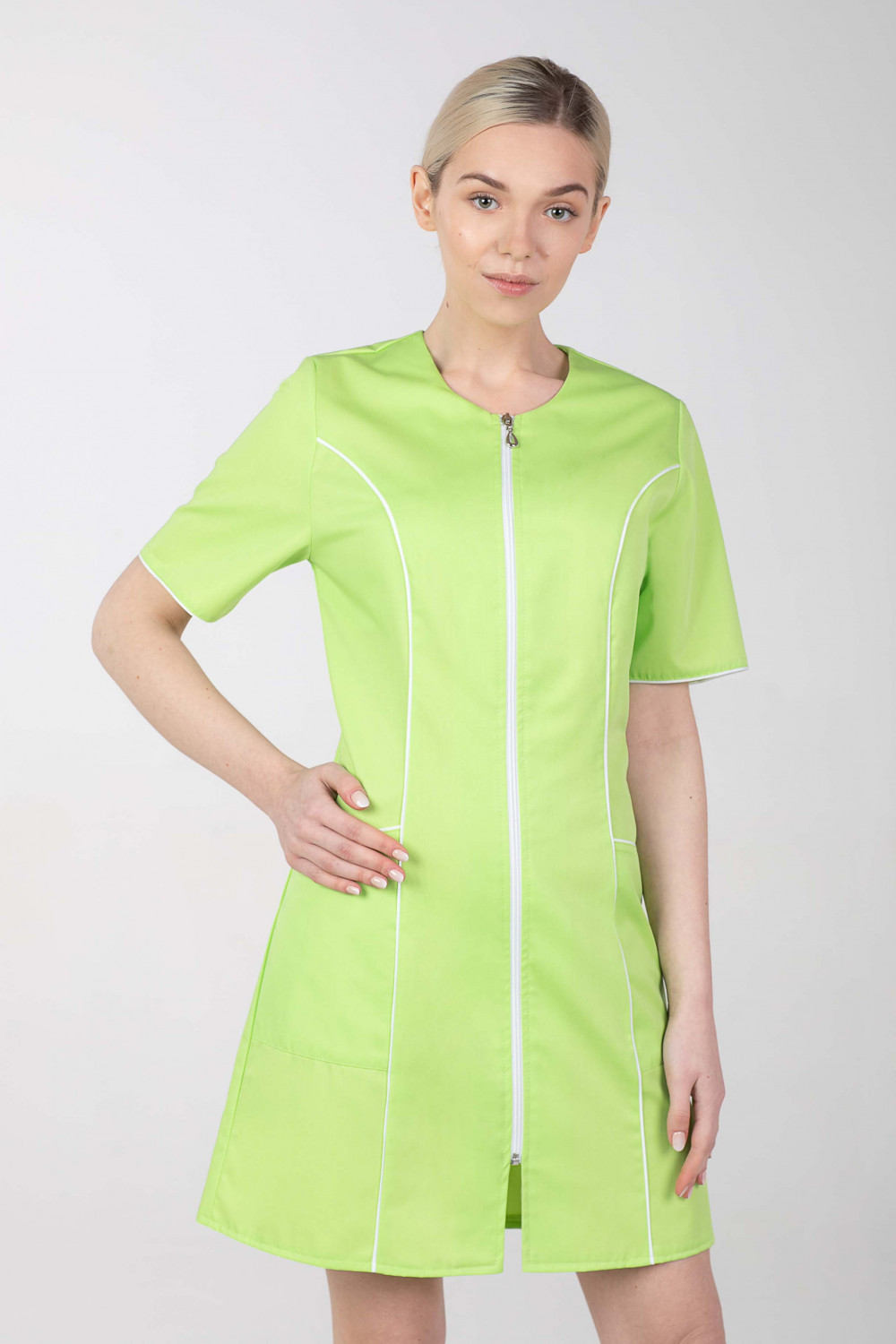 Dámske zdravotnícke šaty na zips M-173C, limetková