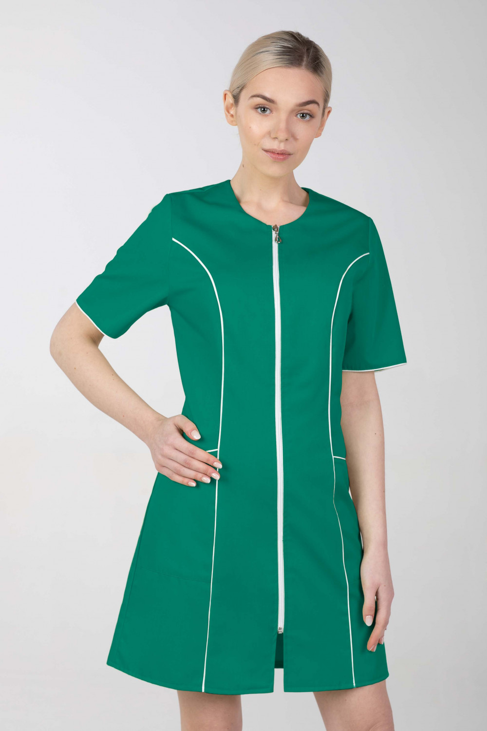 Dámske zdravotnícke šaty na zips M-173C, zelená