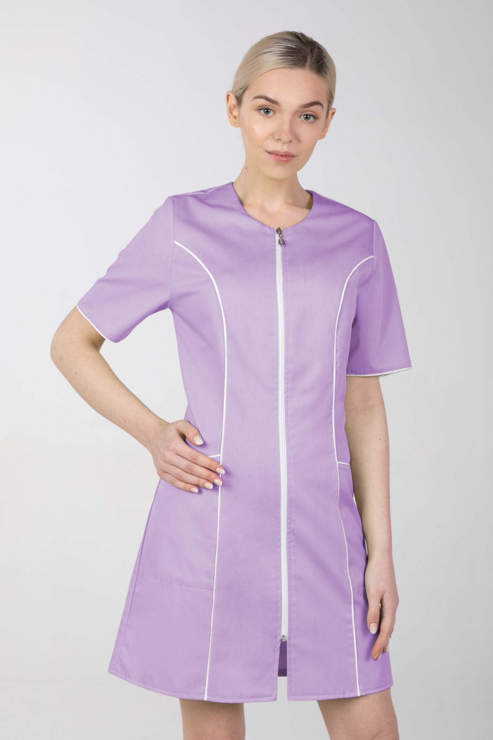 Dámske zdravotnícke šaty na zips M-173C, levanduľová