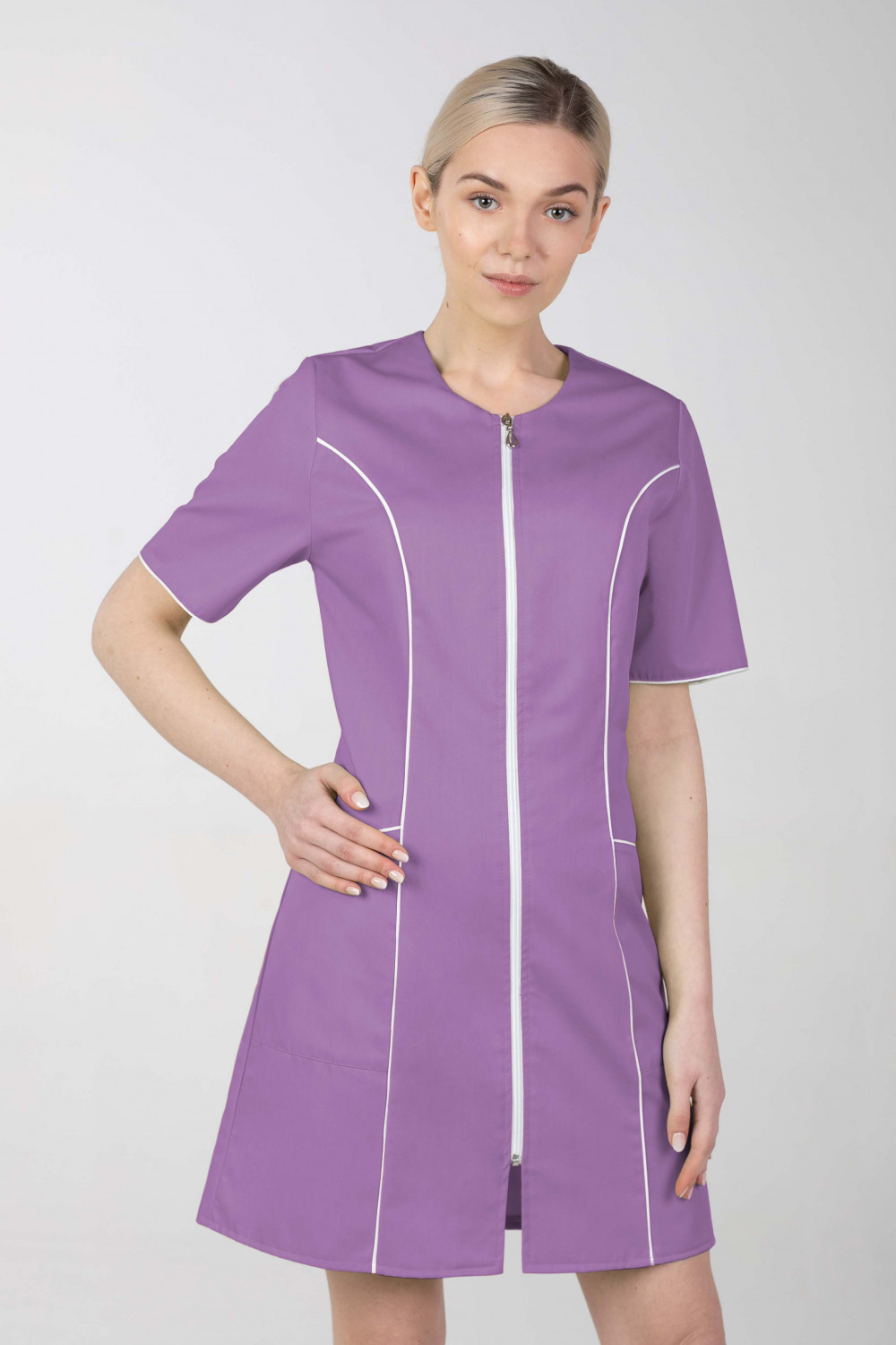 Dámske zdravotnícke šaty na zips M-173C, fialová