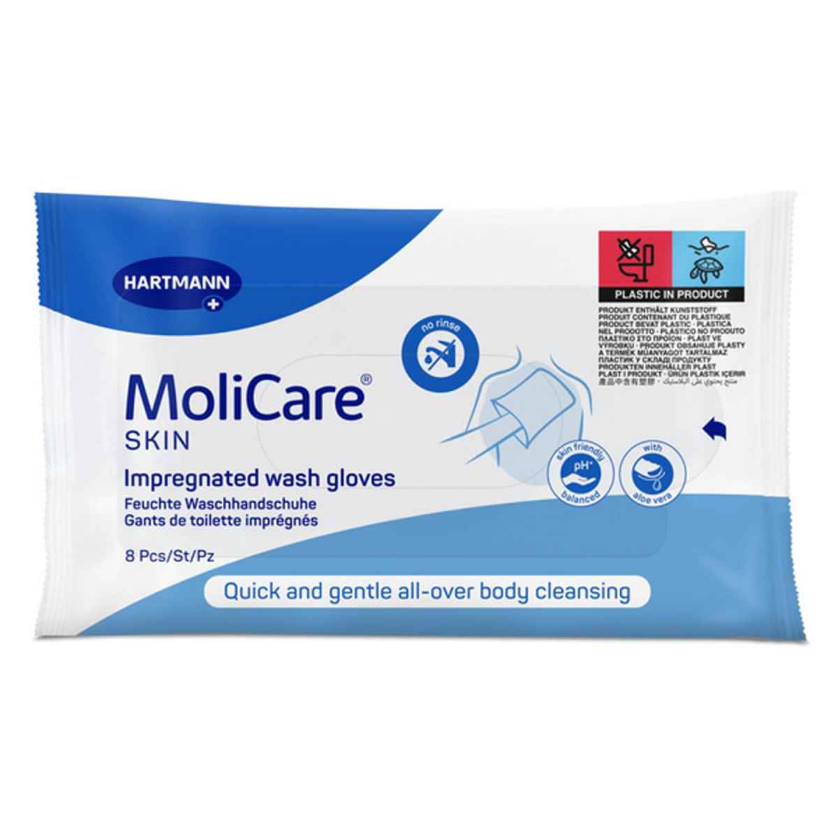 Napustené umývacie rukavice MoliCare SKIN, 8 kusov