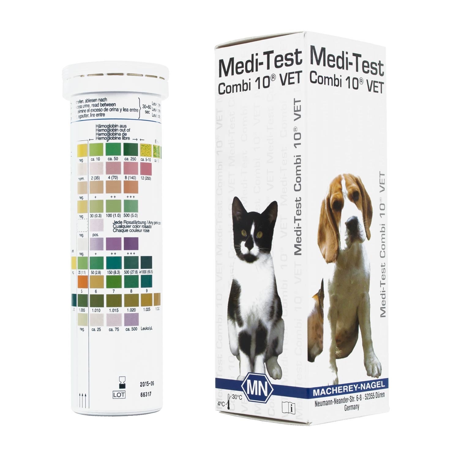 Veterinárne testovacie prúžky Medi-Test Combi 10 VET: 10 parametrov, 100 ks