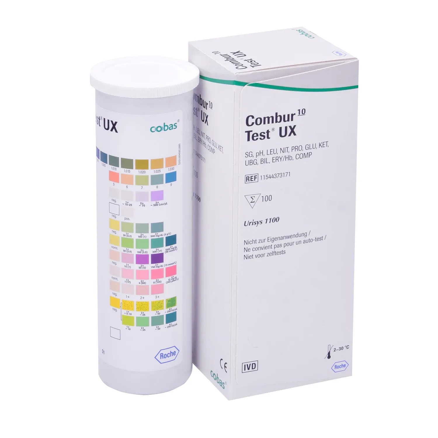 Močové testovacie prúžky Combur 10Test UX (100 kusov) pre Urisys 1100